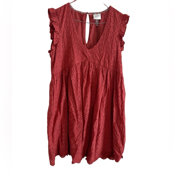 Knox Rose Terracotta Burnt Orange Sleeveless Eyelet Dress NWT - Picture 3 of 10